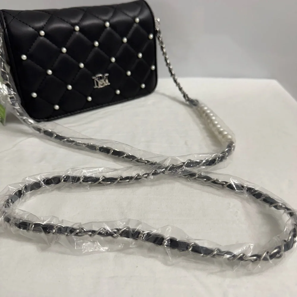Brand New Badgley Mischka Crossbody Quilted Bag with Pearls